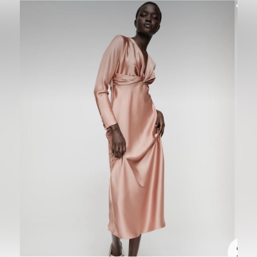Zara Knotted Satin Dress
